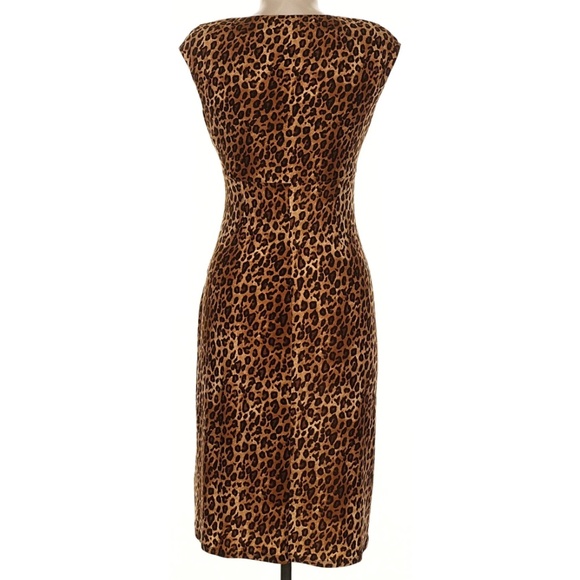 Lauren Ralph Lauren Animal print Stretch Ruching Flattering Cocktail Dress Sz.14 - Picture 7 of 9